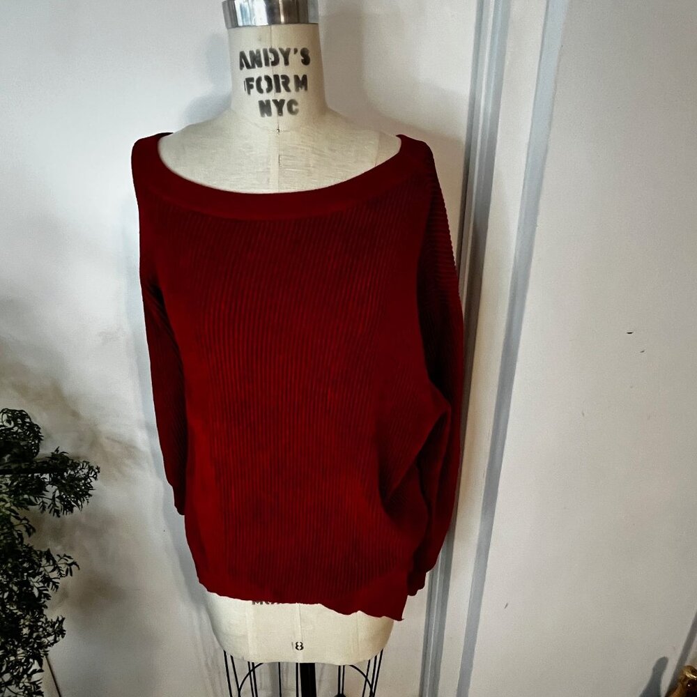 Yigal Azrouël Red Pullover Ribbed  Sweater Size‎ Small